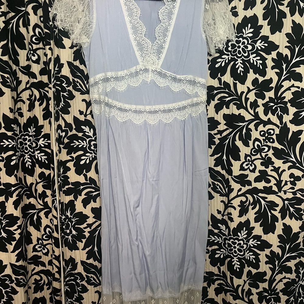 Women's Light Blue Lace-Trim Nightgown